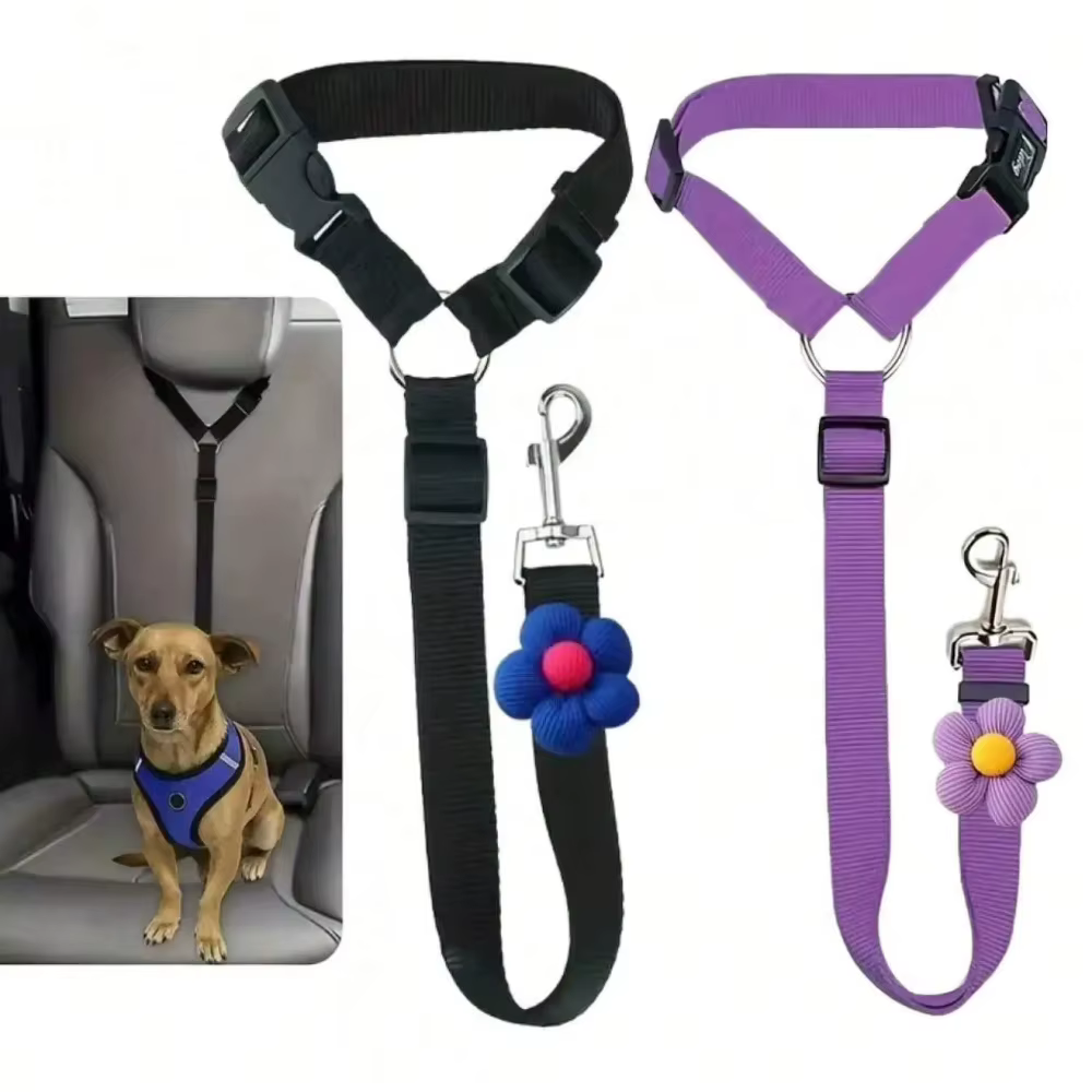 Harnais de sécurité réglable de 40 à 70 cm pour chien et chat - Laisse intégrée - Motif Fleur
